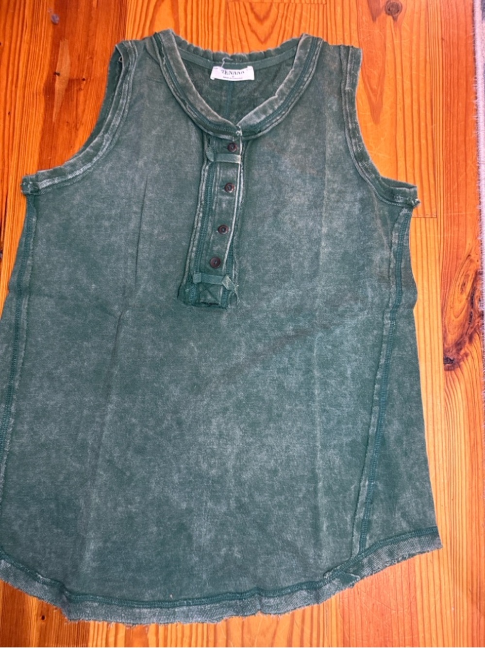 Zenana Mineral Washed Dark Green Tank Top - Picture 5 of 5